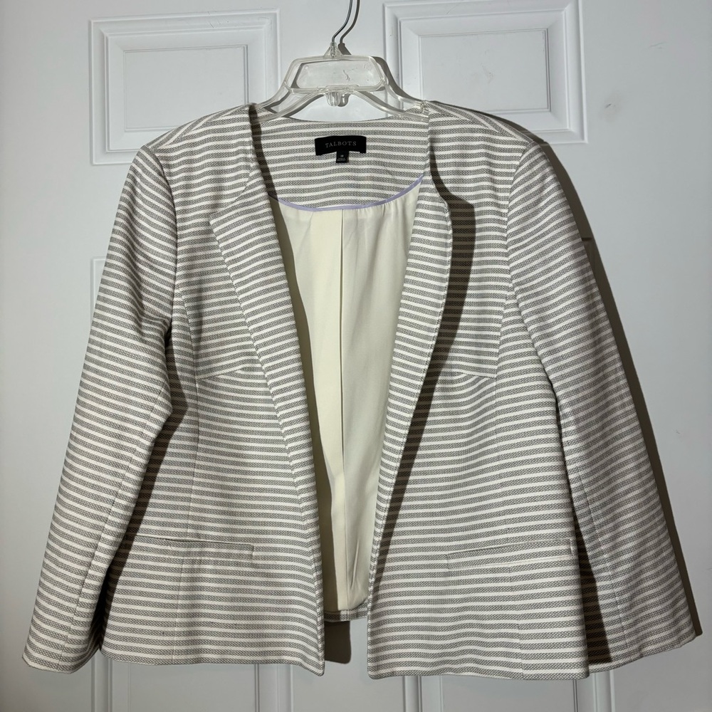 Talbots Black and White Blazer Structured Suit Jacket